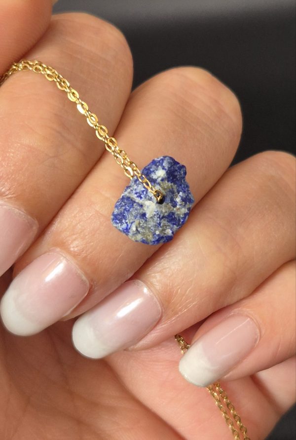 Lapislazuli, goldfarbene Halskette – Bild 3