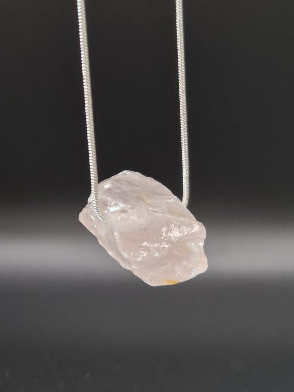 Rosenquarz, groß, an 925er Silberkette – Bild 3