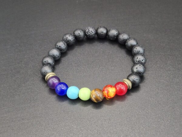 7 Chakren Armband Lavaperlen – Bild 3
